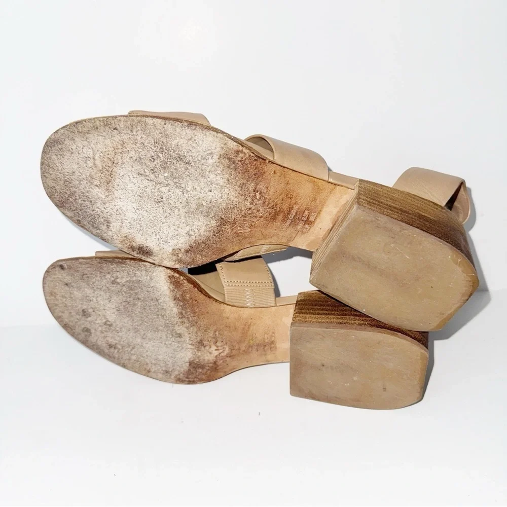 VINCE Tan Strappy Leather Ankle Strap Open Toe Sandals Size 38.5/8.5